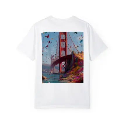 Golden Gate Bridge Flowers Butterflies Blue Sky