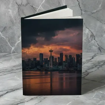 Seattle Space Needle Stormy Sunset Skyline