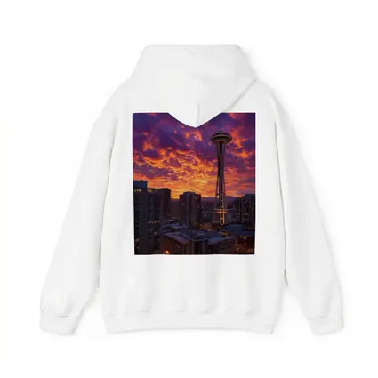 Seattle Space Needle Fiery Sunset Sky