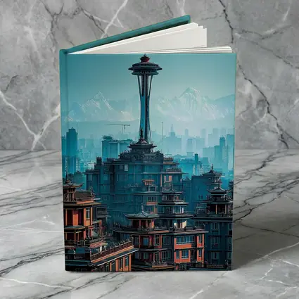 Seattle Space Needle Asian Architecture Skyline Mountains