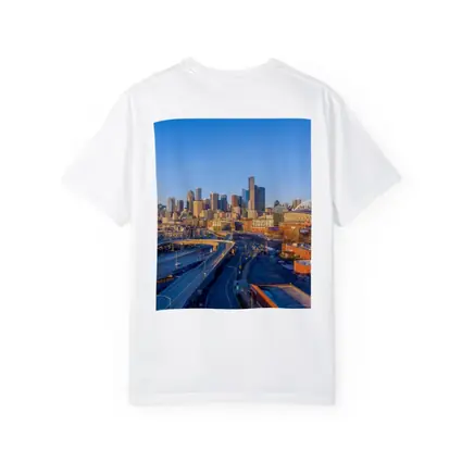 Seattle Skyline Aerial View Blue Sky