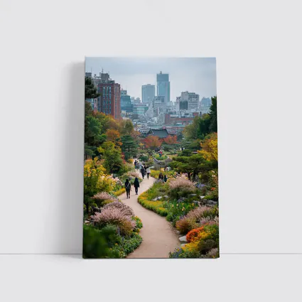 Seoul Garden Path with City Skyline