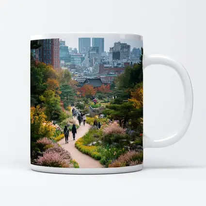 Seoul Garden Path with City Skyline