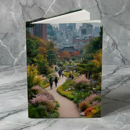 Seoul Garden Path with City Skyline