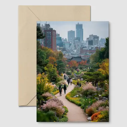Seoul Garden Path with City Skyline