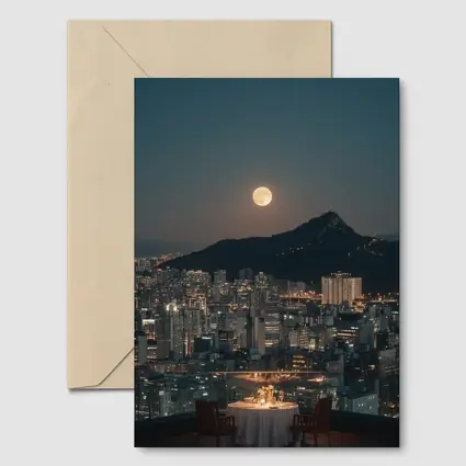 Seoul Rooftop Dinner Full Moon Night