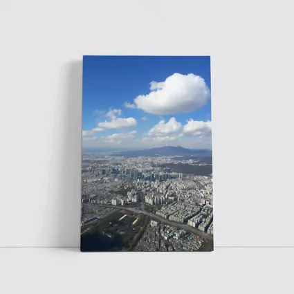 Seoul City Aerial View Blue Sky