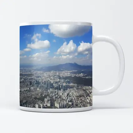 Seoul City Aerial View Blue Sky