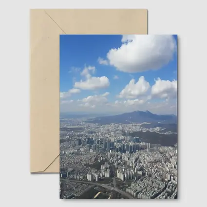 Seoul City Aerial View Blue Sky
