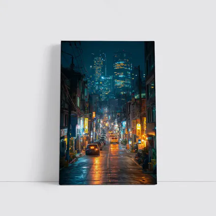 Seoul South Korea Rainy Night City Street