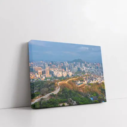 Seoul Skyline With Ancient City Wall