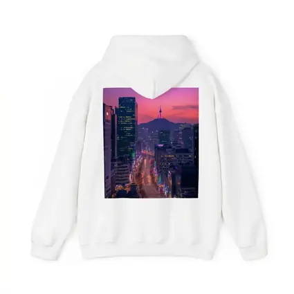 Seoul City Night Neon Skyline Purple Sky
