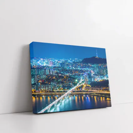 Seoul City Skyline at Night Han River