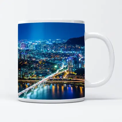 Seoul City Skyline at Night Han River