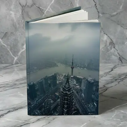Shanghai Skyline Aerial View Stormy Sky