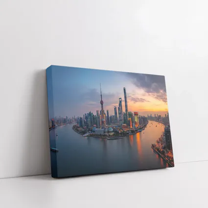 Shanghai Skyline Sunset Over Huangpu River