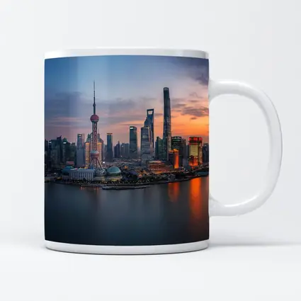 Shanghai Skyline Sunset Over Huangpu River