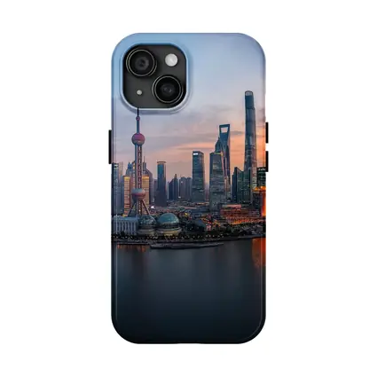 Shanghai Skyline Sunset Over Huangpu River