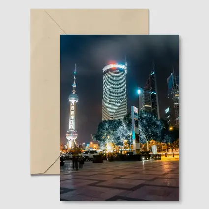 Shanghai Pudong Skyline Oriental Pearl Tower Night