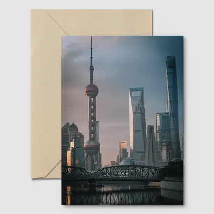 Shanghai Skyline Bridge at Golden Hour