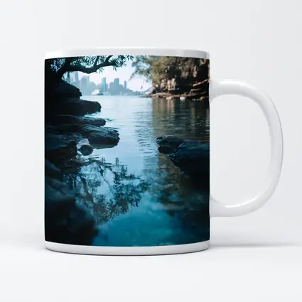 Rocky Shore City Skyline Reflection Water