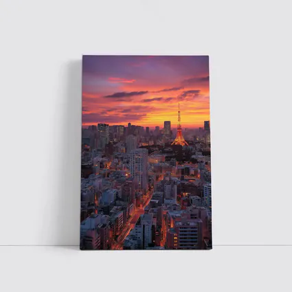 Tokyo Tower Skyline at Fiery Sunset