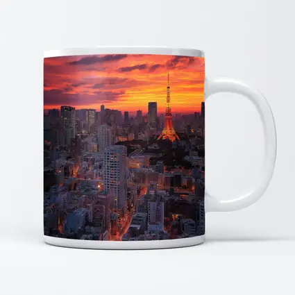 Tokyo Tower Skyline at Fiery Sunset