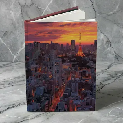 Tokyo Tower Skyline at Fiery Sunset
