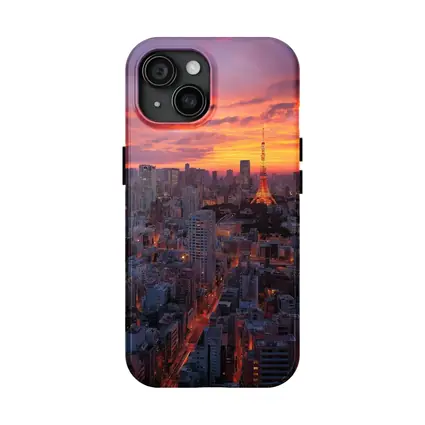 Tokyo Tower Skyline at Fiery Sunset
