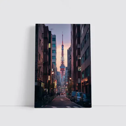 Tokyo Tower At Dusk City Street