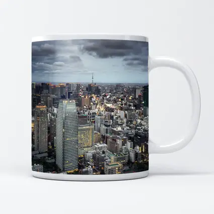 Tokyo Skyline Aerial View Cloudy Dusk