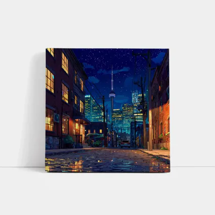 Toronto CN Tower Anime Night Street Scene