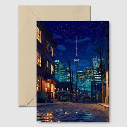 Toronto CN Tower Anime Night Street Scene