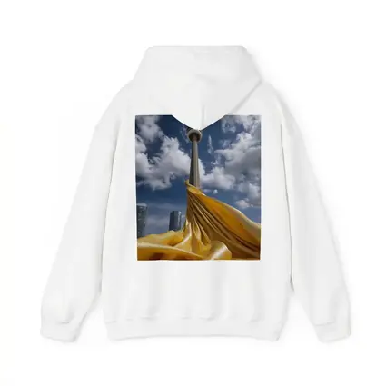 CN Tower Gold Silk Fabric Toronto Sky