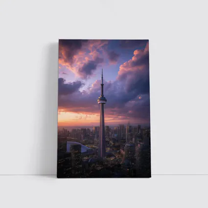 CN Tower Toronto Skyline Dramatic Sunset Sky