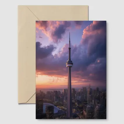 CN Tower Toronto Skyline Dramatic Sunset Sky