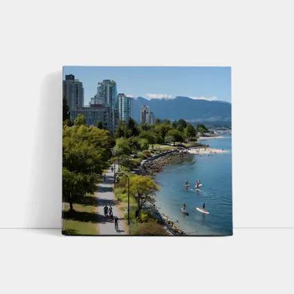 Vancouver Seawall Skyline Mountains Water View
