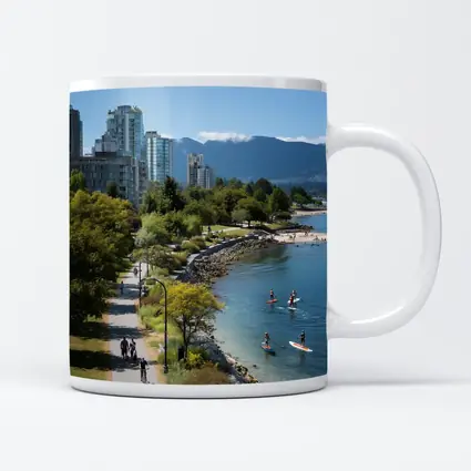 Vancouver Seawall Skyline Mountains Water View