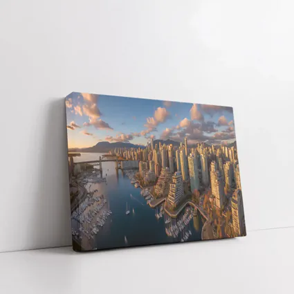 Vancouver Skyline Aerial View Golden Hour