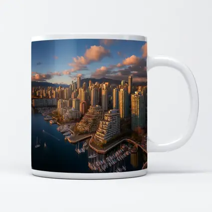 Vancouver Skyline Aerial View Golden Hour