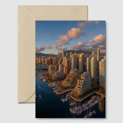 Vancouver Skyline Aerial View Golden Hour