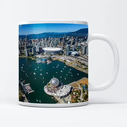 Vancouver Aerial Skyline False Creek Science World