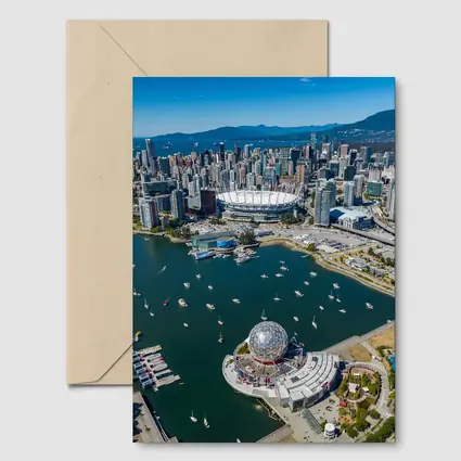 Vancouver Aerial Skyline False Creek Science World
