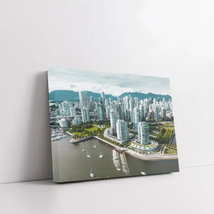 Vancouver Skyline Aerial View Mountains Bay