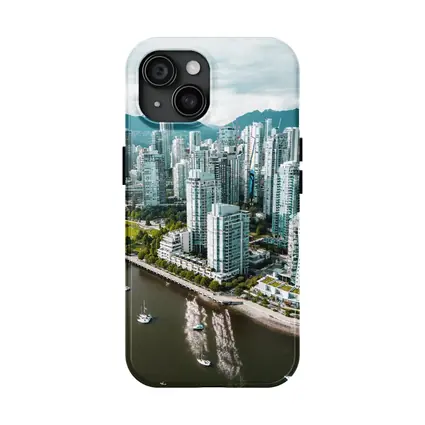 Vancouver Skyline Aerial View Mountains Bay