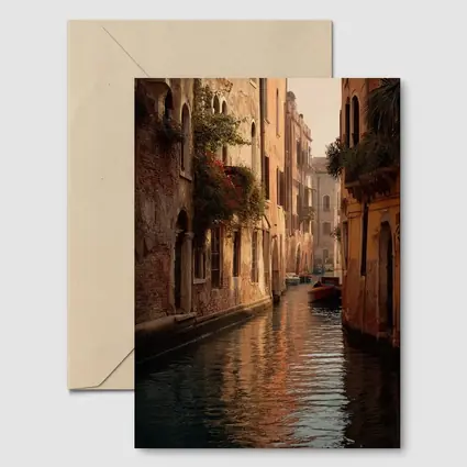 Venice Canal Narrow Water Warm Golden Light