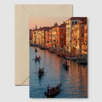 Venice Grand Canal Gondolas Sunset Italy