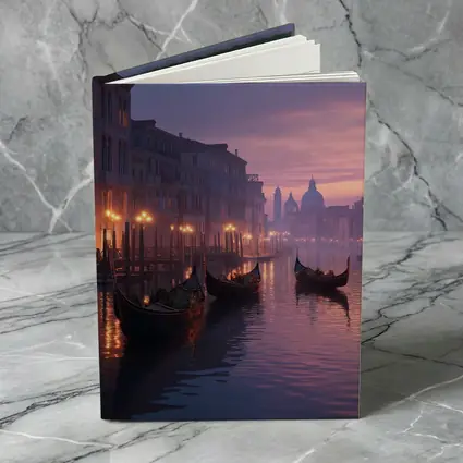 Venice Canal Gondolas Purple Dusk Fog