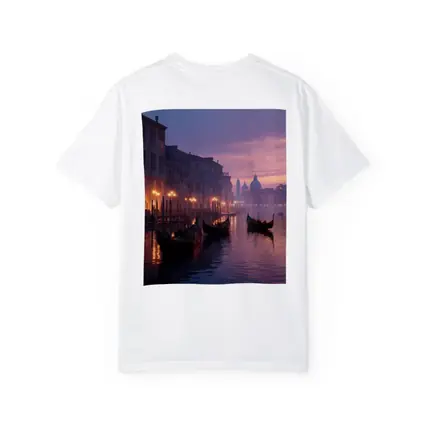 Venice Canal Gondolas Purple Dusk Fog