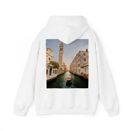 Venice Canal Boat Church Tower Italy